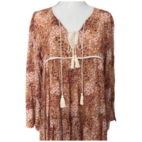 Christy Dawn Paloma Dress Rust Garden Floral Boho Maxi Peasant Prairie Size XS/S - Picture 5 of 14